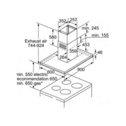 Kích thước của Máy hút mùi đảo Bosch DIB091E51