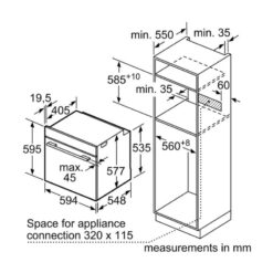 Kích thước Lò nướng Bosch HBG636ES1