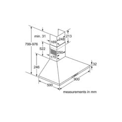 Kích thước Máy hút khóI mùI Bosch DWW09W851B
