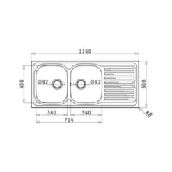 kích thước của Chậu rửa bát Bosch AMALTIA 2B 1D
