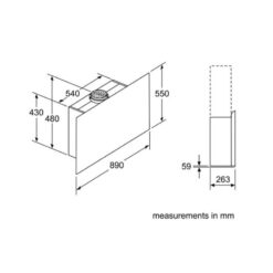 Kích thước của máy hút mùi kính phẳng Bosch DWF97RV60B series 8