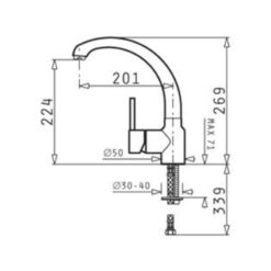 kích thước của Vòi rửa bát Bosch Armonica