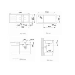 Kích thước của Chậu rửa bát Bosch Blanco LEXA 8S Alu Metallic 524982