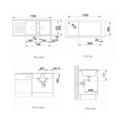 kích thước của Chậu rửa bát Blanco LEXA 8 S Jasmine