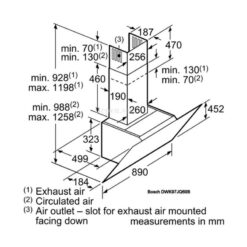 Kích thước Máy hút khóI khử mùI Bosch DWK97JQ60B