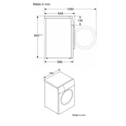Máy giặt Bosch 10kg WGB2560X0 Serie 8 5 Kích thước máy giặt Bosch 10kg WGB2560X0 Serie 8