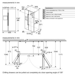 Kích thước tủ lạnh 2 cánh side by side 531 lít Bosch KAG93AIEP