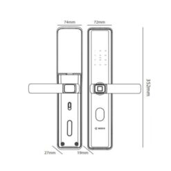 Kích thước khóa cửa vân tay Bosch ID30 EU Black