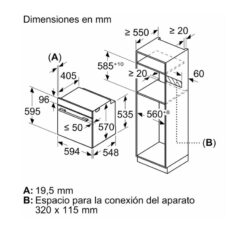 Kích thước lò vi sóng Bosch HBA372EB0 lắp âm