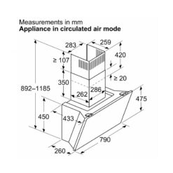 Kích thước máy hút mùi áp tường Bosch DWK81AN60 Serie 6